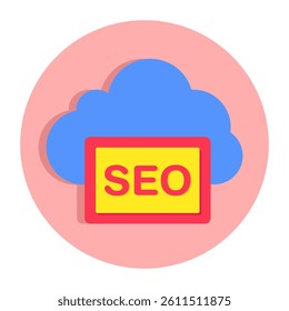 Editable design icon of cloud seo