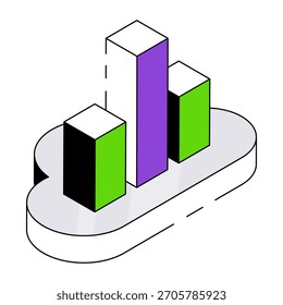Ícone de design editável de estatísticas de nuvem 