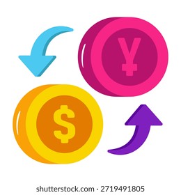 Um ícone de design editável de câmbio de moeda