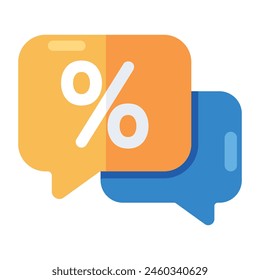 Editable design icon of discount chat