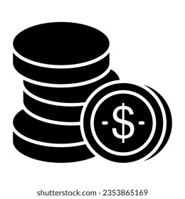 An editable design icon of dollar coins 
