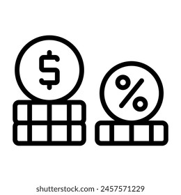 An editable design icon of dollar coins 

