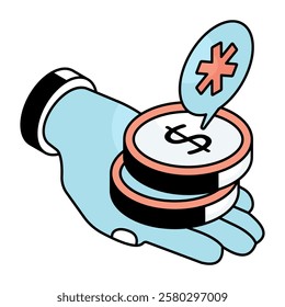 An editable design icon of dollar coins