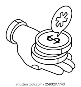 An editable design icon of dollar coins