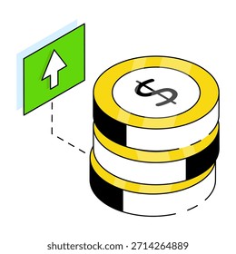 An editable design icon of dollar coins 