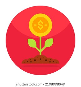 Un icono de diseño editable de una planta en dólares