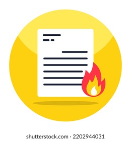 Editable design icon of file burning 