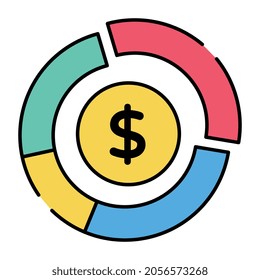 An editable design icon of financial chart