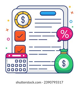 Editable design icon of financial list 

