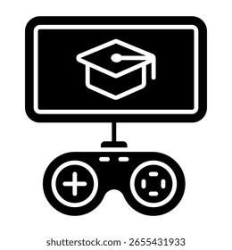 Editable design icon of gaming education