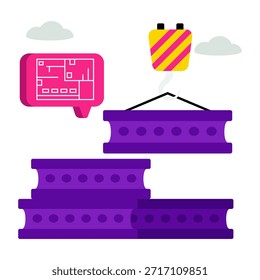 An editable design icon of girder lifting 