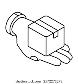 Editable design icon of giving parcel