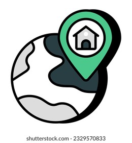 Editable design icon of global home location