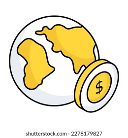 An editable design icon of global money 