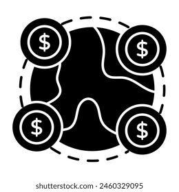 An editable design icon of global money