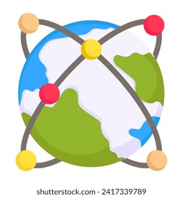 Editable design icon of global network 

