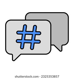 Editable design icon of hashtag message 