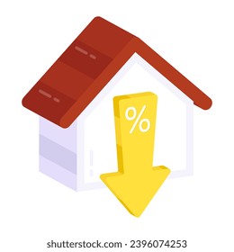Editable design icon of home discount

