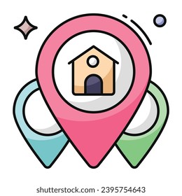 Editable design icon of home location