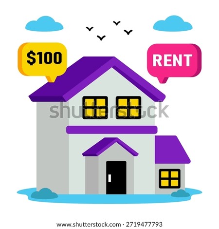 Editable design icon of home for rent 