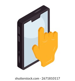Un icono de diseño editable de interacción, toque con el dedo