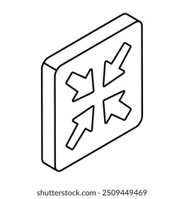 Editable design icon of inward arrows 
