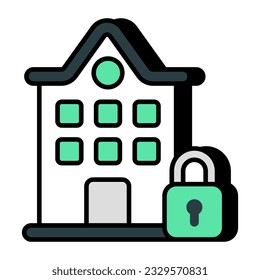 Editable design icon of locked home