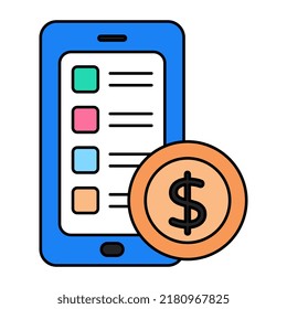 Editable design icon of mobile list