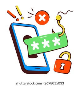 Un ícono de diseño editable de phishing de Contraseña móvil