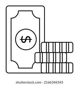 Un ícono de diseño editable del dinero