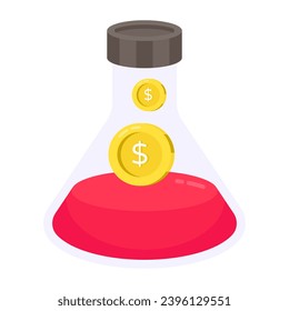 An editable design icon of money flask

