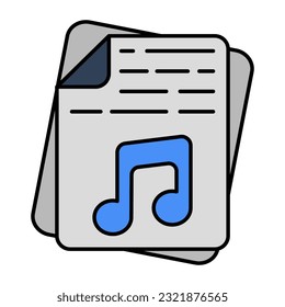 Editable design icon of music file