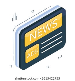 Editable design icon of newspaper