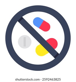 An editable design icon of no capsules