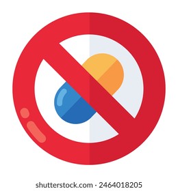 An editable design icon of no pill