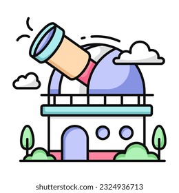 Editable design icon of observatory building 