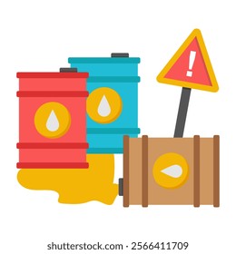 Editable design icon of oil drum spill