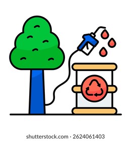 Editable design icon of oil drum
