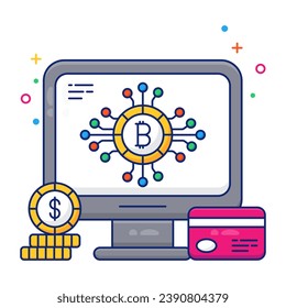 Bearbeitbares Design-Symbol für Online-Bitcoin 

