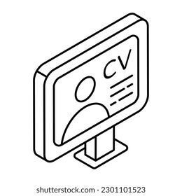 Editable design icon of online cv 