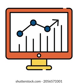 An editable design icon of online data analytics