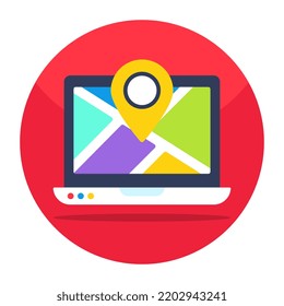 Un icono de diseño editable de la ubicación en línea 