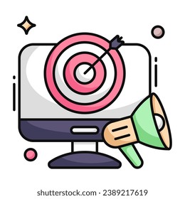 An editable design icon of online target 