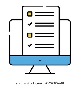 An editable design icon of online worksheet