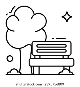 Editable design icon of park bench 
