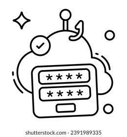 Un icono de diseño editable del phishing de contraseñas