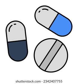 Un icono de diseño editable de píldoras 