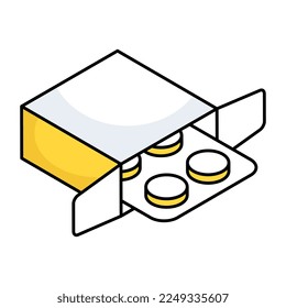 An editable design icon of pills strip