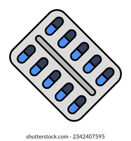 An editable design icon of pills strip