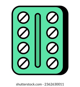 An editable design icon of pills strip